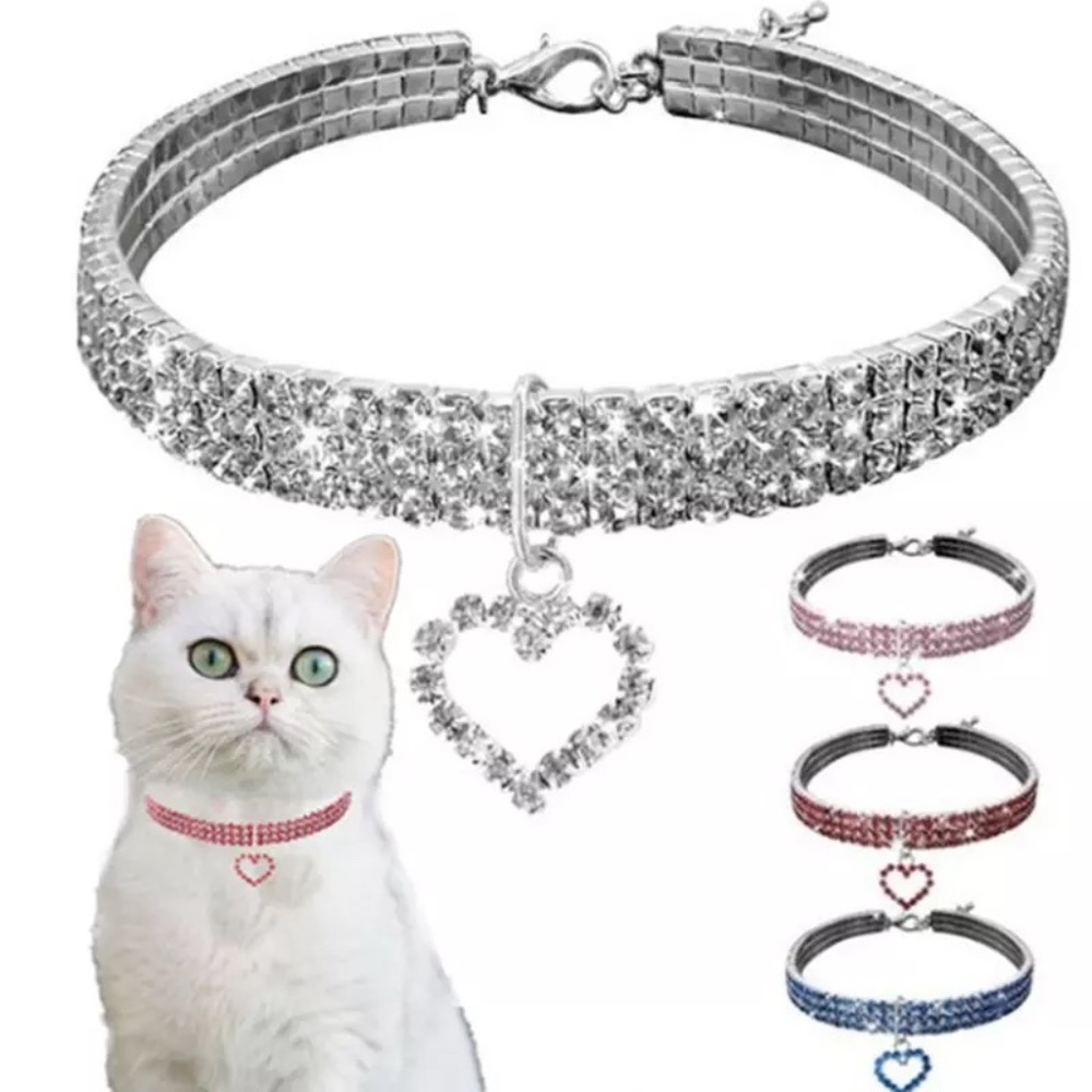 COPY - Heart Shape Cat collar & Dog collar Rhinestone adjustable Necklace